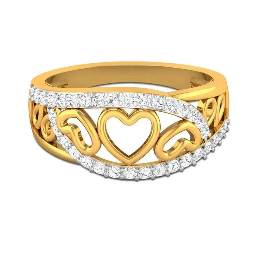 🎊 Lovely Double Layer Sweet Zircon Heart Rings for Women, EVGG1305